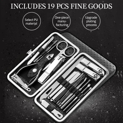 HEZON 19 in 1 Stainless Steel Manicure Pedicure Set Nail Cutter Scissors Care Set(19 ml, Set of 1)