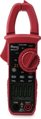 Metro Q Digital Clamp Meter MTQ 677 - 3 3/4 Digital LCD, 4000 Count Display Digital Multimeter(Red 4000 Counts)