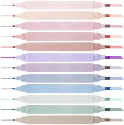 Wengonvila 12 Pcs Dual Tip Pastel Highlighters pens for School, Office & Soft Mild Colors(Set of 12, Multicolor)