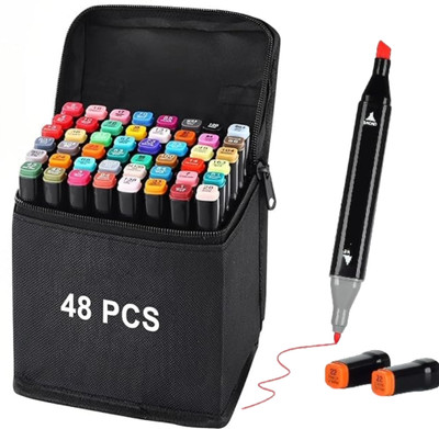 Corslet 48 Pcs Dual Tip Art Colour Markers with Carry Bag for Painting Sketching Drawing