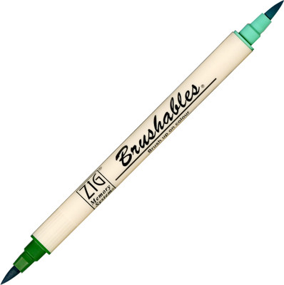 Zig MEMORY SYSTEM BRUSHABLES Ideal for Scrapbooking and other crafts Twin brush tips(Set of 1, PURE GREEN)