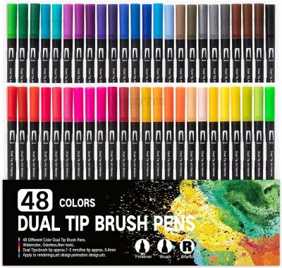 150 Colors Brush Tip Markers Dual Tip Water Color Brush Pens, Fine