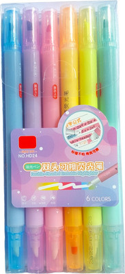 HARDSOSH 6 Pcs Erasable Highlighters Markers Set, Chisel Tip(Set of 6, Multicolor)