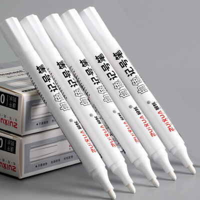Definite White Permanent Marker Broad Tip for Plastic, Rubber, Glass, Metal etc(Set of 5, White)