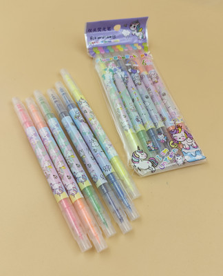 Paper Bear Unicorn 2 tip highlighter set of 2(Set of 12, Multicolor)