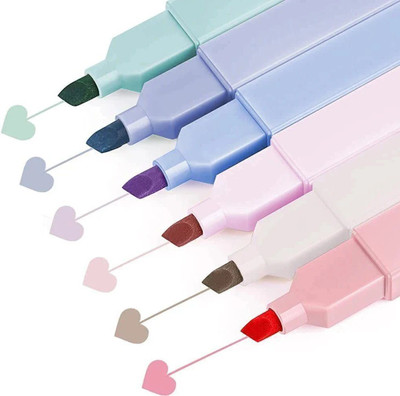 HASTHIP Aesthetic Highlighter Pen, 6 Color Cute Highlighter Pens with Soft Chisel Tip(Set of 6, Multicolor)