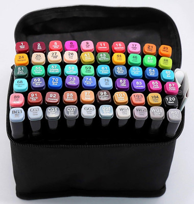 SHRIYEI Dual Tip Art Markers-60 60 PCS Bullet and Calligraphy Alcohol Ink Marker Nib Nib Sketch Pens(Set of 60, Multicolor)
