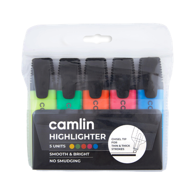 Camlin office highlighter(Set of 5, Orange, Green, Blue, Yellow, Pink)