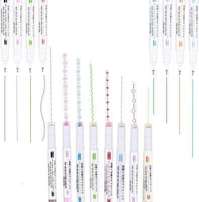 Super Toy 8Pcs Colored Curve Pens – Dual Tip Highlighters with 8 Shapes for Scrapbooking(Set of 8, Multicolor)