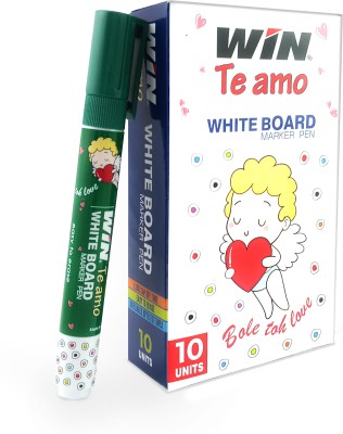 Win Te amo White Board Marker | 10 Pcs Green Ink | Easily Eraseable Ink | Refillable Upto 20 Times | Ideal for School, Office & Business Use| Budget friendly(Set of 10, Green)