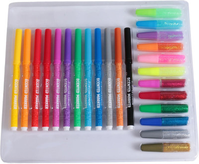 hamster london Scented Colouring Marker Multicolor Sparkle 6 Glitter, 6 Metallic Glue Tubes(Set of 12, Multicolor)