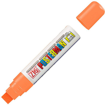 Zig Posterman Waterproof Chalk Marker (PMA-120/111) Water resistant after drying(Set of 1, FLUORESCENT ORANGE INK MADE IN JAPAN)