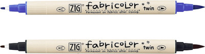Zig FABRICOLOR TWIN FABRIC MARKER 1MM TIP Combo Pack(Set of 2, Black and Blue MADE IN JAPAN)