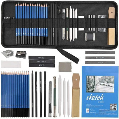 Corslet 35 Pc Art Sketching Kit Graphite Charcoal Drawing Pencil Set for Artist Kit(Set of 35, Random Color)