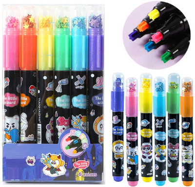 FunClub Space Highlighter Chisel Pen 6 Color Cute Highlighter Pens Set Tip Marker Set(Set of 6, Multicolor)