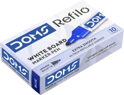 DOMS REFILO WHITEBOARD MARKER PEN BLUE(Set of 10, Blue)