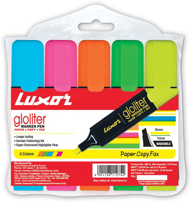 LUXOR Chisel Tip Highlighter(Set of 5, Assorted)