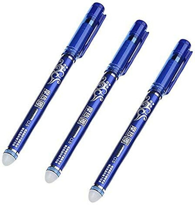 Arrolliant Blue Erasable Gel Pen with attached Magic Wipe Eraser (0.5mm Nib Size) Gel Pen(Pack of 3, Ink Color - Blue)