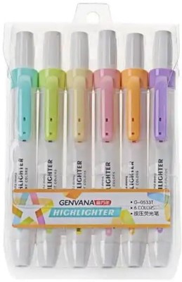 Levin pastel Highlighters marker Mild Colors With Soft Chisel Tip No Bleed(Set of 6, multicolur)