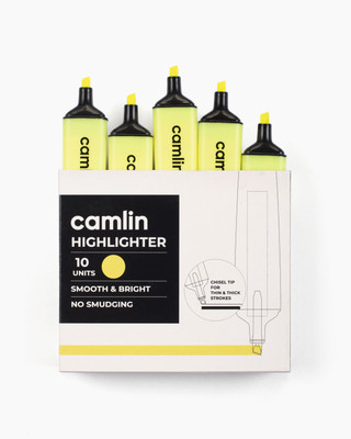 Camlin Office Highlighter Pen(Set of 10, Yellow)