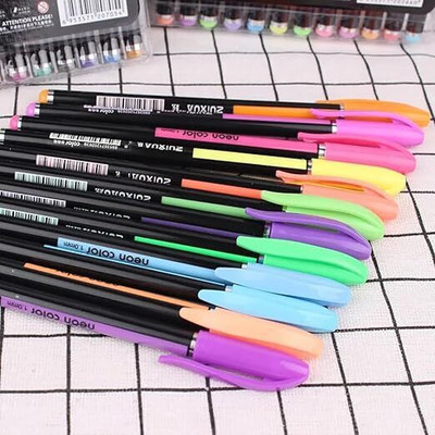 Eclet 12Pcs Neon Highlighter Pastel Gel Pen-F(Set of 12, Multicolor)