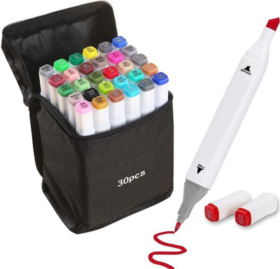 KDZONE Alcohol Marker Pen , Dual Tip| Brush Pen(Set of 30, Random Color)