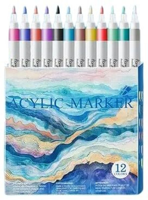 53 Arts Acrylic Paint Marker Pen Set Pack of 12 Metallic Colors(Set of 12, Multicolor)