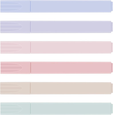 Daggeron Aesthetic Pastel Cute Highlighters | Mild Colors With Soft Chisel Tip | No Bleed(Set of 6, Multicolor)