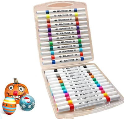 Wynhard 24 Pcs Dual Tip Acrylic Marker Set Acrylic Paint Marker Pen Acrylic Brush Marker(Set of 24, Multicolor)