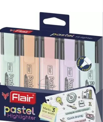 SUNRAISE TRADING Flair Pastel Hi-lighter(Set of 5, Multicolor)