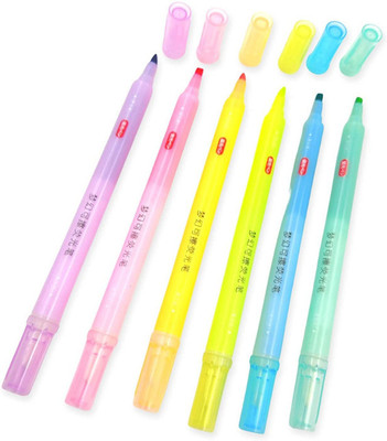 RHINETOYS Rhinetoy Curve Highlighter & Line Markers: Lively Hues for Everyone(Set of 6, Multicolor)