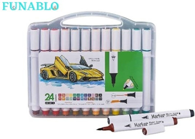 FUNABLO 24 Art Markers Color Master Markers Watercolor Soft Flexible Brush Tip Pens Set(Set of 24, Multicolor)
