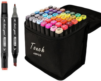 pavya Sketch Pens Dual Tip Alcohol Ink Marker Nib Nib Sketch Pens(Set of 48, Multicolor)