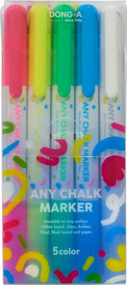DONG A Board & Glass Chalk Pen Marker(Set of 5, Multicolor)