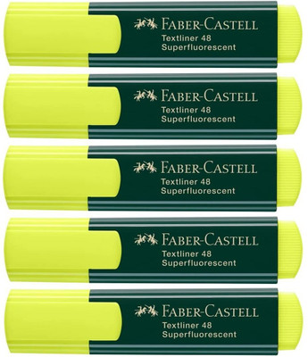 BRAND HOME FABER CASTELL Classic Textliner Pen Set of 5 Marker Yellow Colour Highlighter(Set of 5, Yellow)