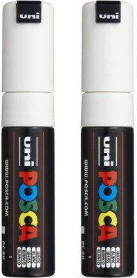 uni-ball Posca PC-8K 8.0 mm Bold Point Chisel Shaped Marker Pen(Set of 2, White)