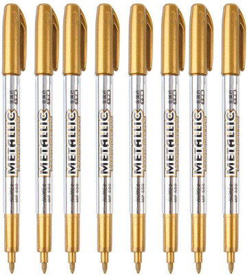 URBAN BOX Gold Metallic Permanent Markers for Artist Illustration,Crafts,Fabric,DIY(Set of 8, Gold)