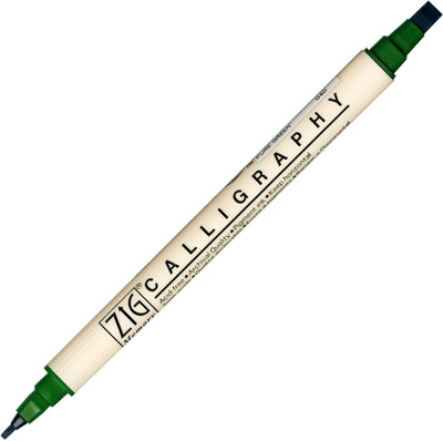 Zig MEMORY SYSTEM CALLIGRAPHY DUAL TIP SIZE: 2 mm & 5 mm(Set of 1, 040 PURE GREEN)