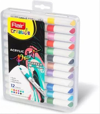 SunriseTrading Flair Creative ACRYLIC Paint Marker(Set of 12, Multicolor)