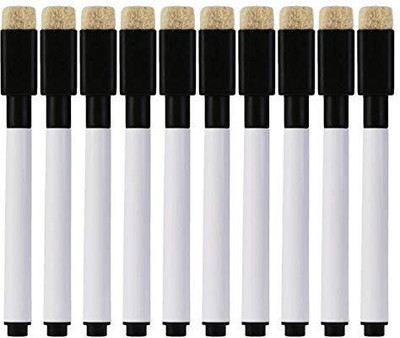 KRAFTMASTERS magnetic white board marker pens dry erase eraser, easy whiteboard black(Set of 10, Black)