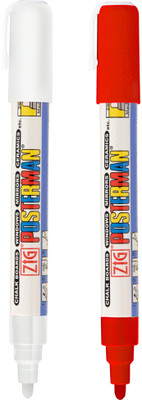 Zig POSTERMAN PAINT MARKER MEDIUM TIP effective on glass plastic metal wood & stone(Set of 2, WHITE&RED)