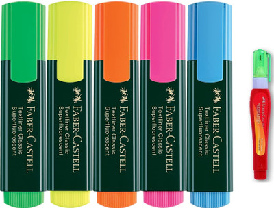 FABER-CASTELL Highlighter Set Of 5 With Correction Pen(Set of 5, Multicolor)
