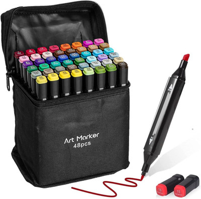 Wynhard Alcohol Markers 48 Shades Dual Tip Art Marker Drawing Color Marker Sketch Pens(Set of 48, Multicolor)