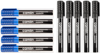 Camlin WhiteBoard Marker Blue Black each5(Set of 10, Multicolor)