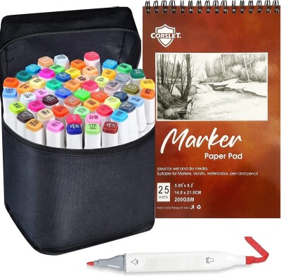 Soucolor Dual Tip Alcohol Markers for Drawing 60 Pcs Marker Pens with 25 Sheet Marker Pad(Set of 60, Random Color)