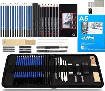 Corslet Sketch Pencil 35 Pc Art Sketching Kit Graphite Drawing Pencil Set for Artist Kit(Set of 35, Random Color)