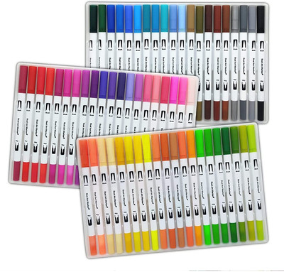 KRAFTMASTERS 60 Pcs Dual Tip Brush Marker Pens Fine Tip Markers & Brush Highlighter Pen(Set of 60, Multicolor)