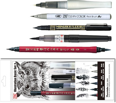 Zig INKTOBER-22/5V Illustration Basic Set Ideal for Manga,Drawing,Calligraphy(Set of 5, MULTICOLOR MADE IN JAPAN)