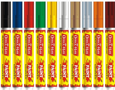 Soni Officemate Paint Marker(Set of 10, Blue, Black, Golden, Red, Silver, Green, Yellow, White)