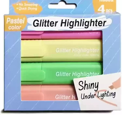 UGS pastel glitter highlighter marker/ chisel Nib Sketch Pens(Set of 1, Multicolor)